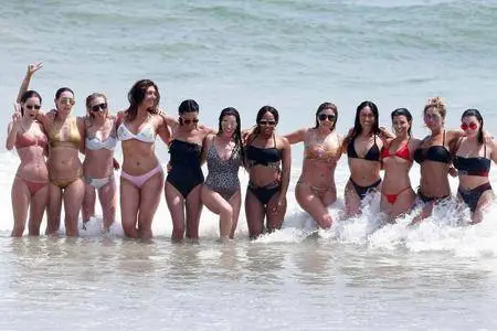 Kim Kardashian, Kourtney Kardashian and others at the beach in Tulum on April 24, 2017