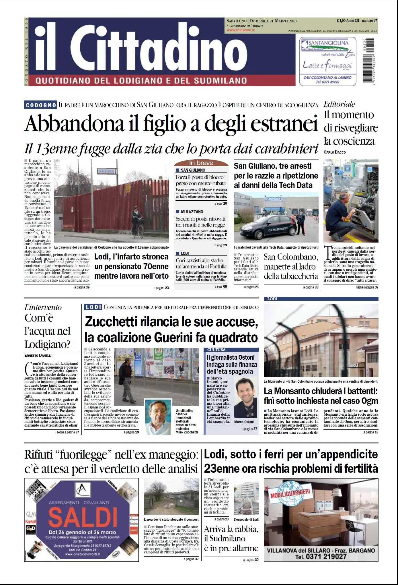 IL CITTADINO LODIGIANO SUDMILANO 20  21 MARZO 2010