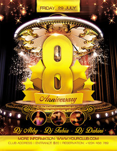 Flyer PSD Template plus FB Cover - Anniversary Party