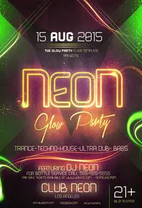 Flyer Template PSD - Neon Glow Party