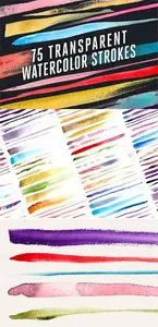 75 Transparent Watercolor Strokes 69611