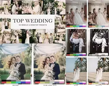 50 Wedding Mobile & Desktop Presets for Lightroom and LUTs