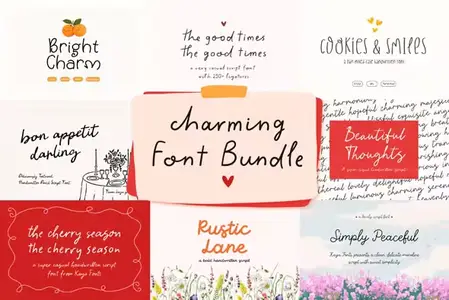 Charming Handwriting Font Bundle - 8 Premium Fonts