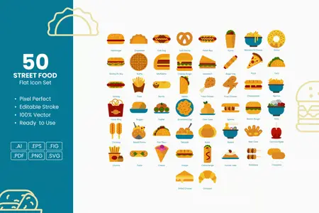 EE - Street Food Flat Icon Set SXUGWAK