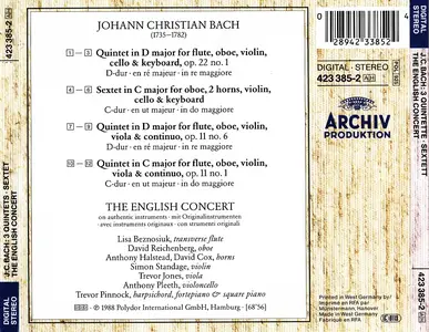 Trevor Pinnock, The English Concert - Johann Christian Bach: 3 Quintets, Sextet (1988)