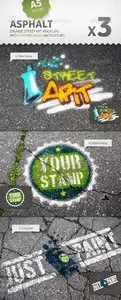 GraphicRiver Asphalt - 3 Graffiti Street Art Mockups