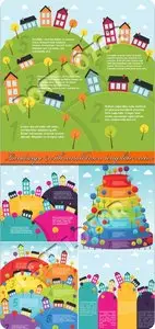 Landscape with small town template vector