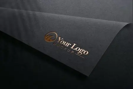 Luxury Gold Logo PSD Mockup on Black Paper Texture