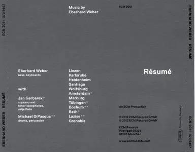 Eberhard Weber - Resume (2012) {ECM 2051}
