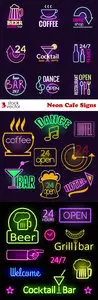 Vectors - Neon Cafe Signs