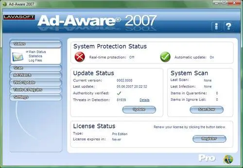 Lavasoft Ad-Aware 2007 Professional Edition 7.0.1.6