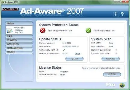 Lavasoft Ad-Aware 2007 Professional Edition 7.0.1.6