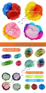 Watercolor blots design elements vector