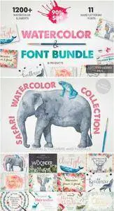 CreativeMarket - Watercolor & Font Bundle