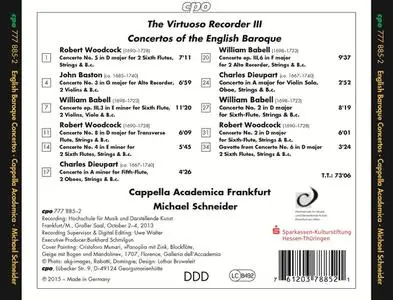 Michael Schneider, Cappella Academica Frankfurt - The Virtuoso Recorder III: Concertos of the English Baroque (2015)