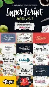 CreativeMarket - Super Script Bundle + Extras Vol. 1