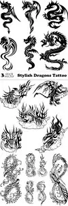 Vectors - Stylish Dragons Tattoo