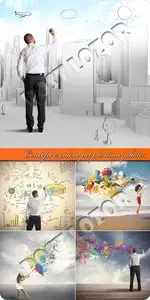 Concept creative people draw photos