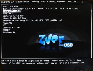 Мультизагрузочный USB-драйв - ZverUSB v.1.0