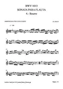 bach bwv1013 sonata flauta 4 bourre