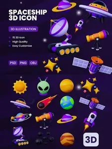 Space 3D Icon Pack A3JH667