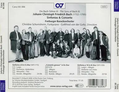 Gottfried von der Goltz, Freiburger Barockorchester - Johann Christoph Friedrich Bach: Sinfonias & Concerto (2010)