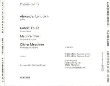 Alexander Lonquich - Plainte Calme (2004) {ECM 1821}