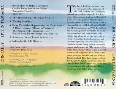 John Fahey - Live In Tasmania (1980) {Takoma ‎TAKCD-6513-2 rel 2004}