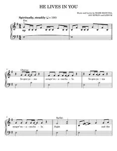 He Lives In You (Reprise) (from The Lion King: Broadway Musical) - Elton John, The Lion King Musical (Easy Piano)