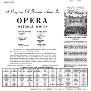 101 Strings Orchestra – Opera without words (1958)