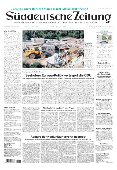 Sueddeutsche Zeitung vom 13.07.2009