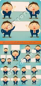 Businessman with a blank sheet in hands character vector 2
