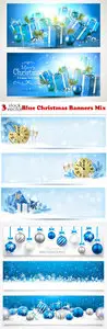 Vectors - Blue Christmas Banners Mix