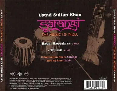 Ustad Sultan Khan - Sarangi: The Music Of India (1988) {1997 Rykodisc} **[RE-UP]**