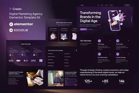 Creato - Digital Marketing Agency Elementor Template Kit 51703069