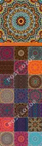 Seamless pattern with ornamental ethnic elements colorful background vector