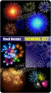 Fireworks. Set.7 - Stock Vector