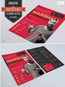 CreativeMarket - 2 Page Resume & Cover Letter (PSD+Ai)