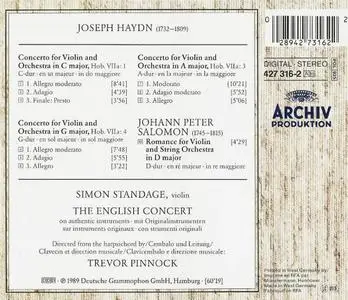Simon Standage, Trevor Pinnock - Haydn: 3 Violin Concertos, Salomon: Violin Romance (1989)