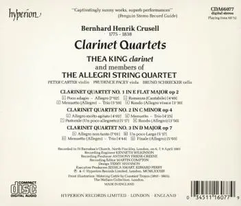 Thea King, The Allegri String Quartet - Crusell: Clarinet Quartets (1988)