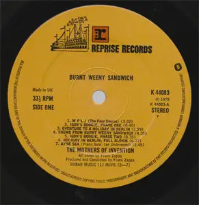 Mothers Of Invention, The - Burnt Weeny Sandwich (Reprise K 44083) (UK 1971, 1970) (Vinyl 24-96 & 16-44.1)