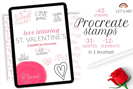 Valentine's Day Lettering Procreate stamps