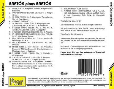 Béla Bartók - Bartók Plays Bartók, Bartók At The Piano 1929-1941 (1995) {Pearl GEMM CD 9166}