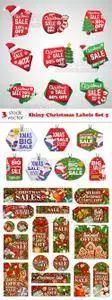 Vectors - Shiny Christmas Labels Set 5