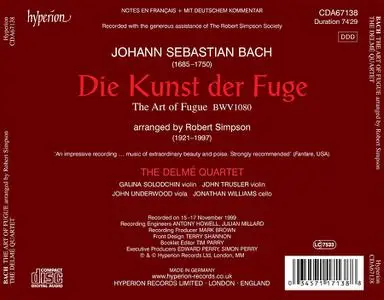 The Delmé Quartet - Johann Sebastian Bach: Die Kunst der Fuge / The Art of the Fugue (2000)
