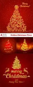 Vectors - Golden Christmas Trees