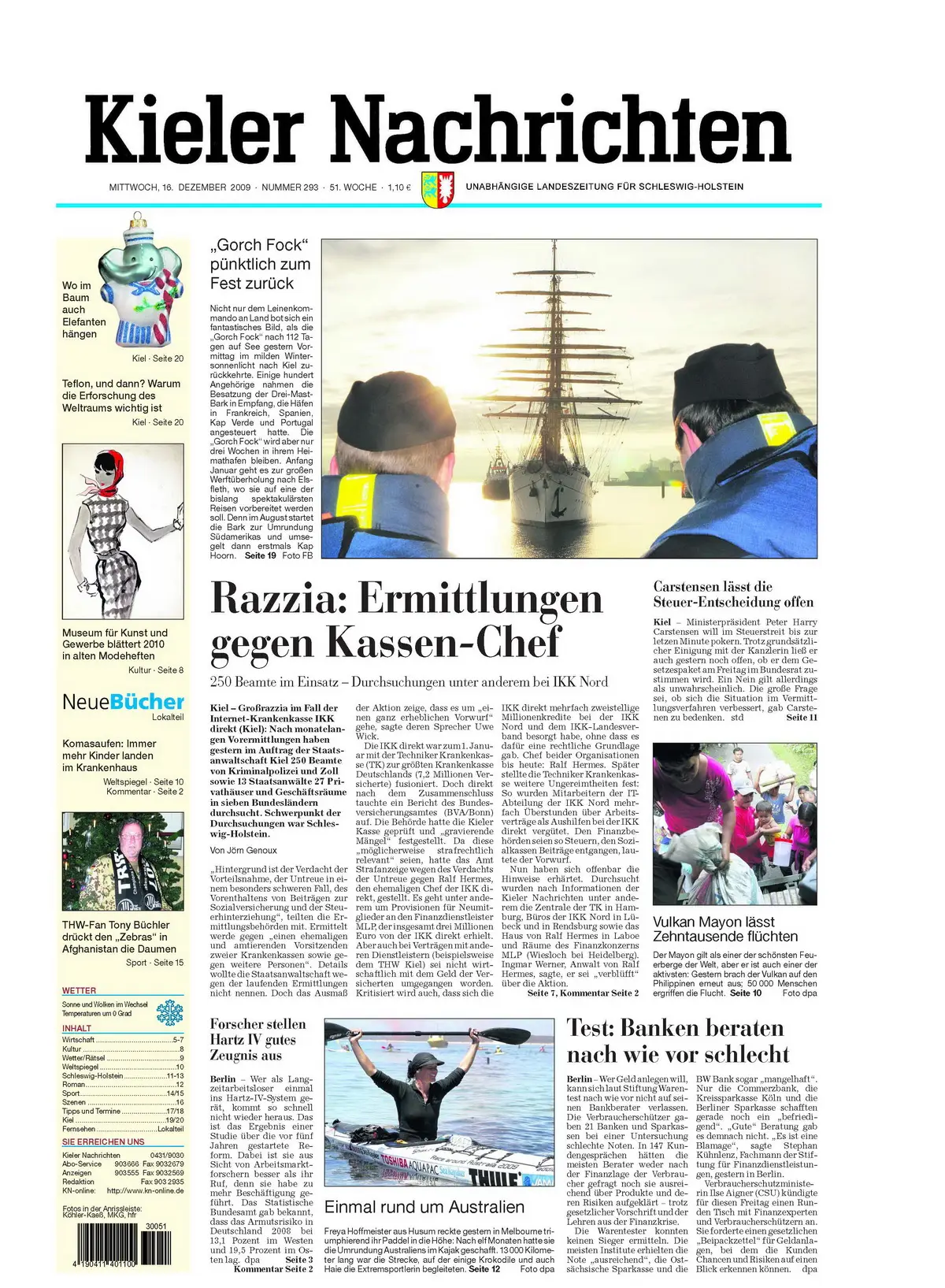 Kieler Nachrichten vom 16. Dezember 2009