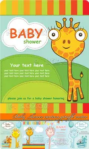 Baby shower cartoon giraffe vector