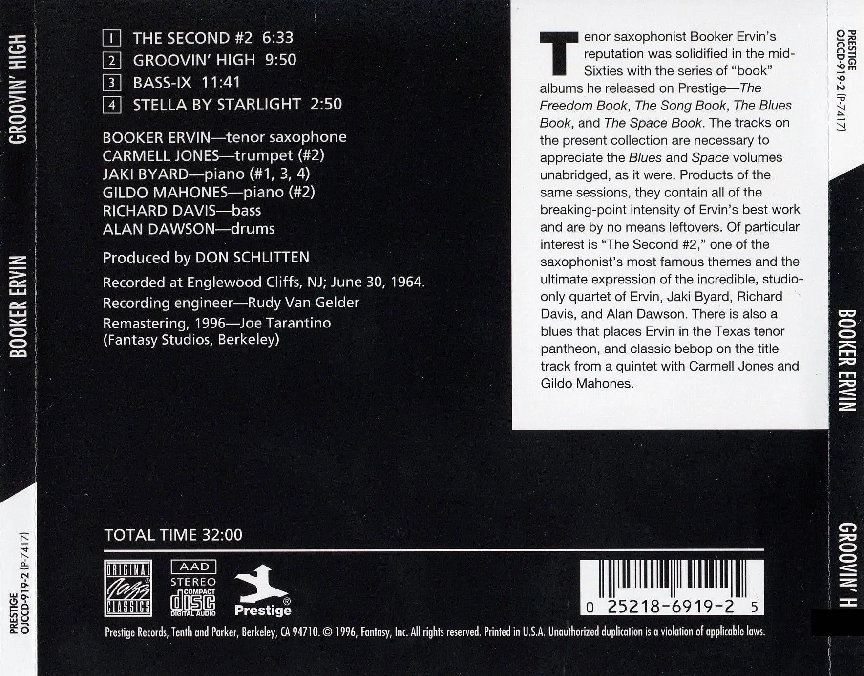Booker Ervin - Groovin' High (1964/1996)