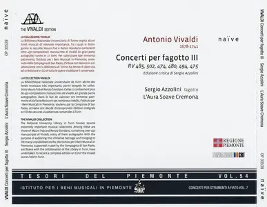 Sergio Azzolini, l’Aura Soave Cremona - Antonio Vivaldi: Concerti Concerti per fagotto III (2013)